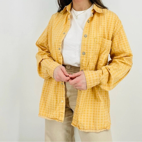 vtg honeycomb checkered oversized button down layering top size M - Picture 3 of 6